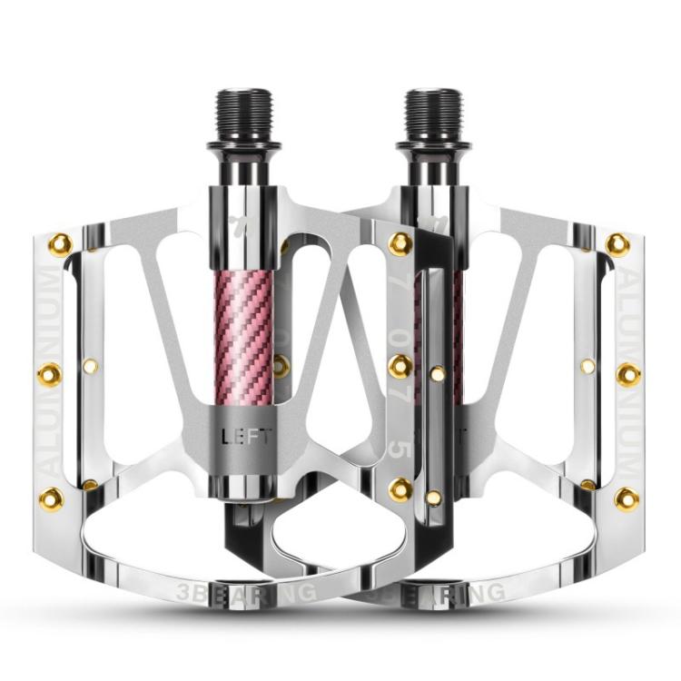 WEST BIKING 1pair Colorful Electroplated Bicycle Pedals 3 Bearing Aluminum Alloy Mountain / Road Bike Pedals(Silver)
