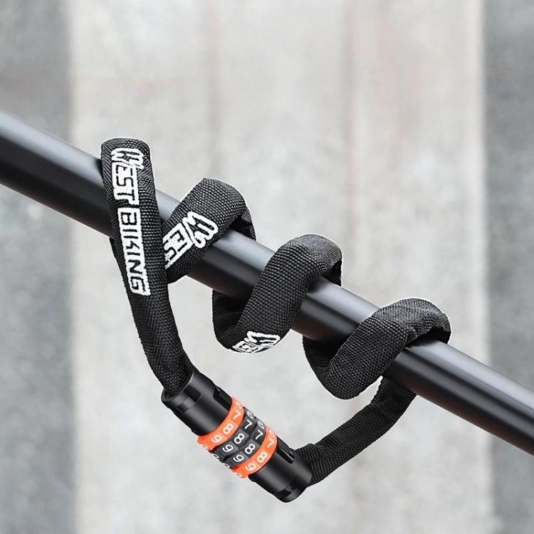 WEST BIKING 38-inch Bike Chain Lock 4-Digit Combination Security Lock for Bicycles, E-Bikes, Scooters(Black Orange)