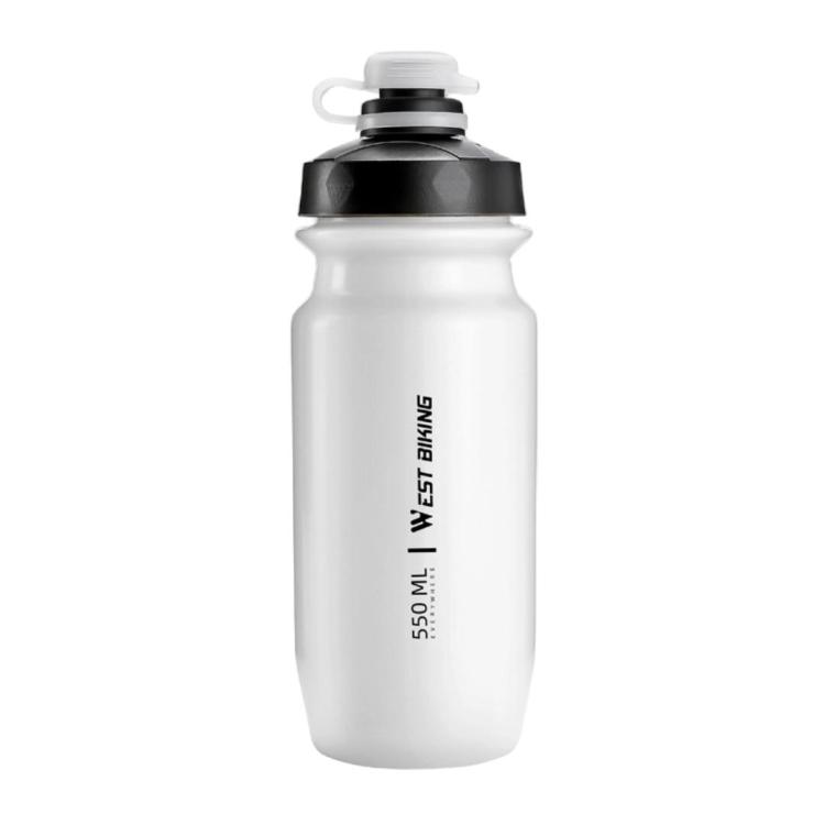 WEST BIKING 550ml Bike Water Bottle for Cycling Leak-Proof Squeeze Design Portable Sports Hydration Bottle(White)