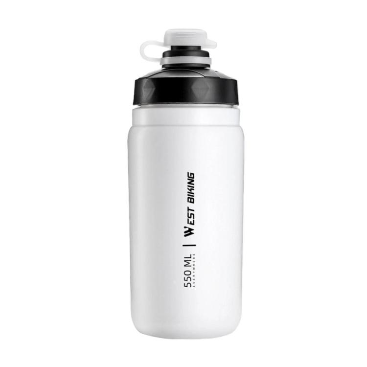 WEST BIKING 550ml Bike Water Bottle for Cycling Leak-Proof Squeeze Design Portable Sports Hydration Bottle(Whtie Wide)