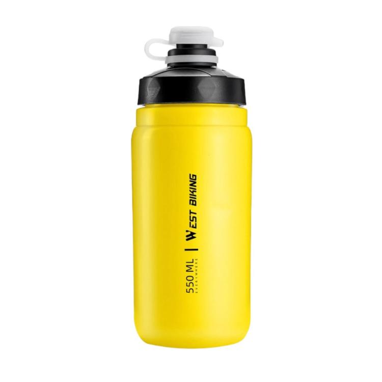 WEST BIKING 550ml Bike Water Bottle for Cycling Leak-Proof Squeeze Design Portable Sports Hydration Bottle(Yellow Wide)