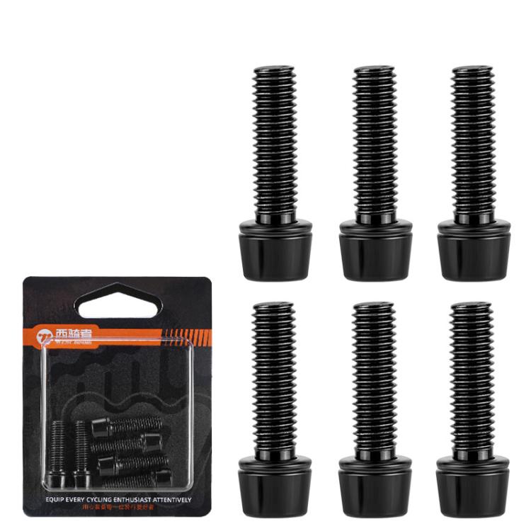 WEST BIKING 6pcs /Pack M5x18mm Titanium-Coated Bike Stem Screws for Mountain Bicycles(Black)