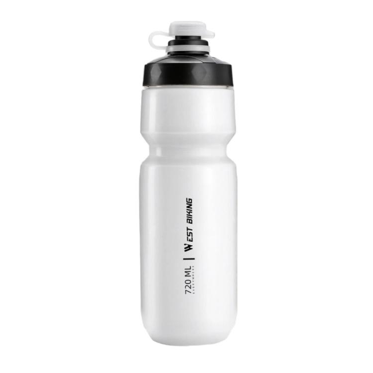 WEST BIKING 720ml Bike Water Bottle for Cycling Leak-Proof Squeeze Design Portable Sports Hydration Bottle(White)