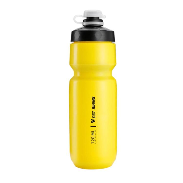 WEST BIKING 720ml Bike Water Bottle for Cycling Leak-Proof Squeeze Design Portable Sports Hydration Bottle(Yellow)