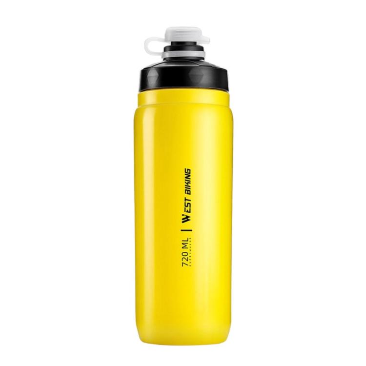 WEST BIKING 720ml Bike Water Bottle for Cycling Leak-Proof Squeeze Design Portable Sports Hydration Bottle(Yellow Wide)