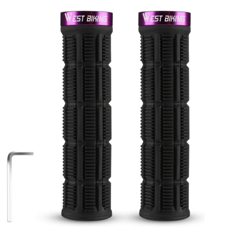 WEST BIKING Anti-Slip and Shock-Absorbing Bicycle Grips(Black Purple)