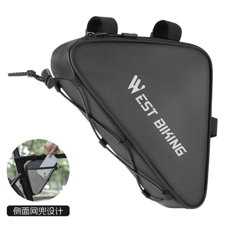 WEST BIKING Bicycle Crossbar Triangle Bag Cycling Equipment Tool Bag(Black)