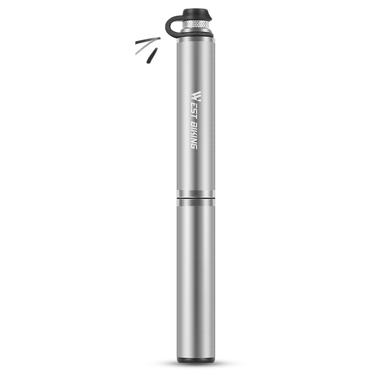 West Biking Bicycle Pump Portable High Pressure Inflators Mountain Road Car Bicycle Riding Equipment(Silver)