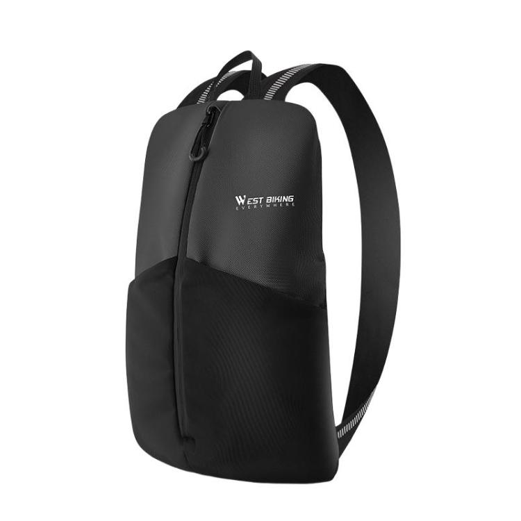 WEST BIKING Bicycle Riding Backpack Reflective Warning Outdoor Lightweight Portable Shoulder Bag(Black)