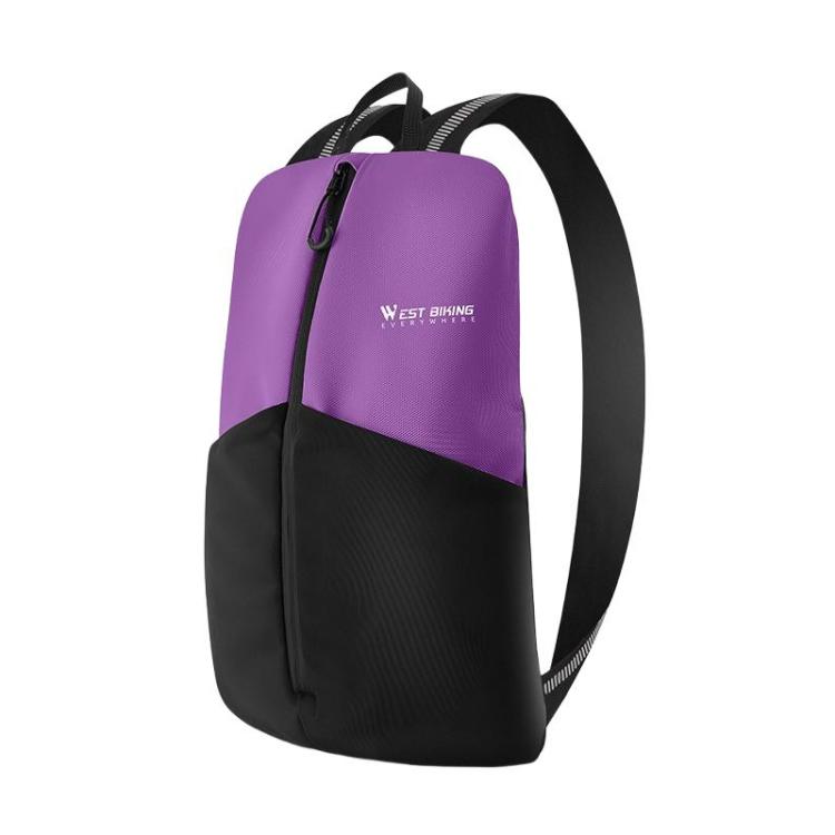 WEST BIKING Bicycle Riding Backpack Reflective Warning Outdoor Lightweight Portable Shoulder Bag(Purple)