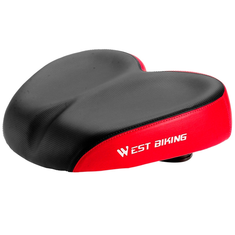 WEST BIKING Bicycle Widened And Comfortable Shock Absorbing Saddle(Black Red)