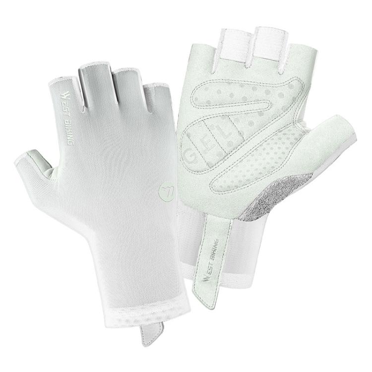 WEST BIKING Breathable Shock-absorbing Non-slip Half-finger Cycling Gloves, Size: L(White For Road Bike)