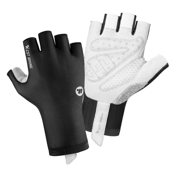 WEST BIKING Breathable Shock-absorbing Non-slip Half-finger Cycling Gloves, Size: XL(Black For Road Bike)
