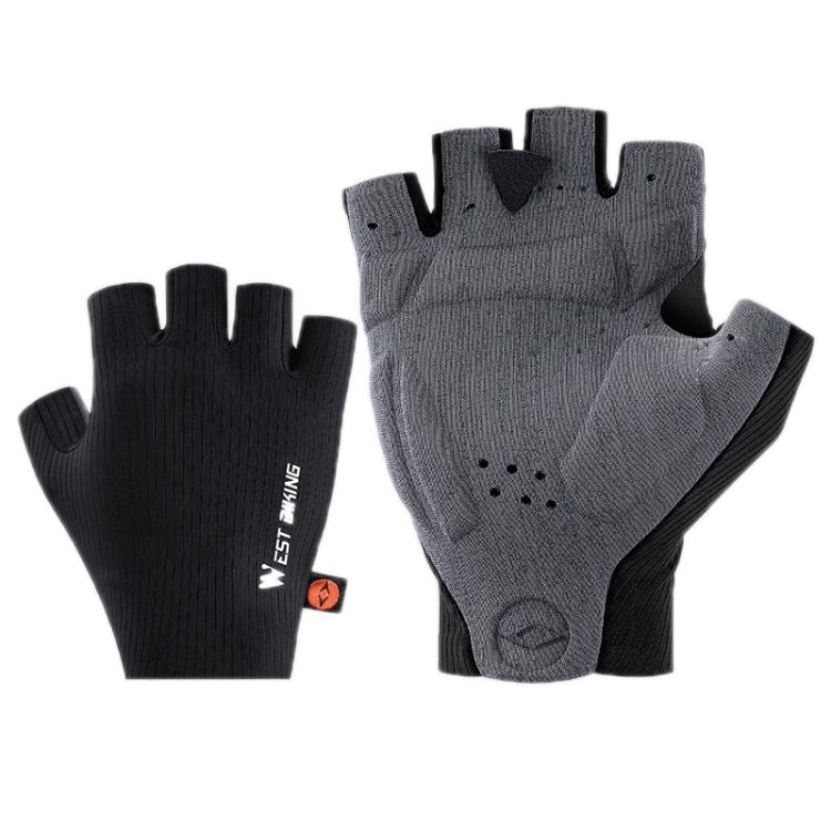 WEST BIKING Cushioned Breathable Non-slip Cycling Training Gloves, Size: L(Black)