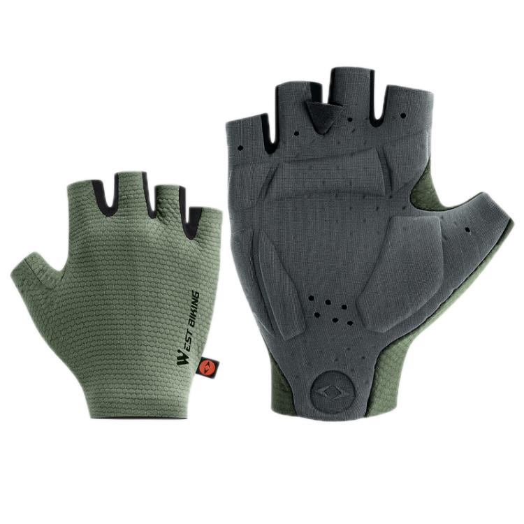WEST BIKING Cushioned Breathable Non-slip Cycling Training Gloves, Size: L(Green)