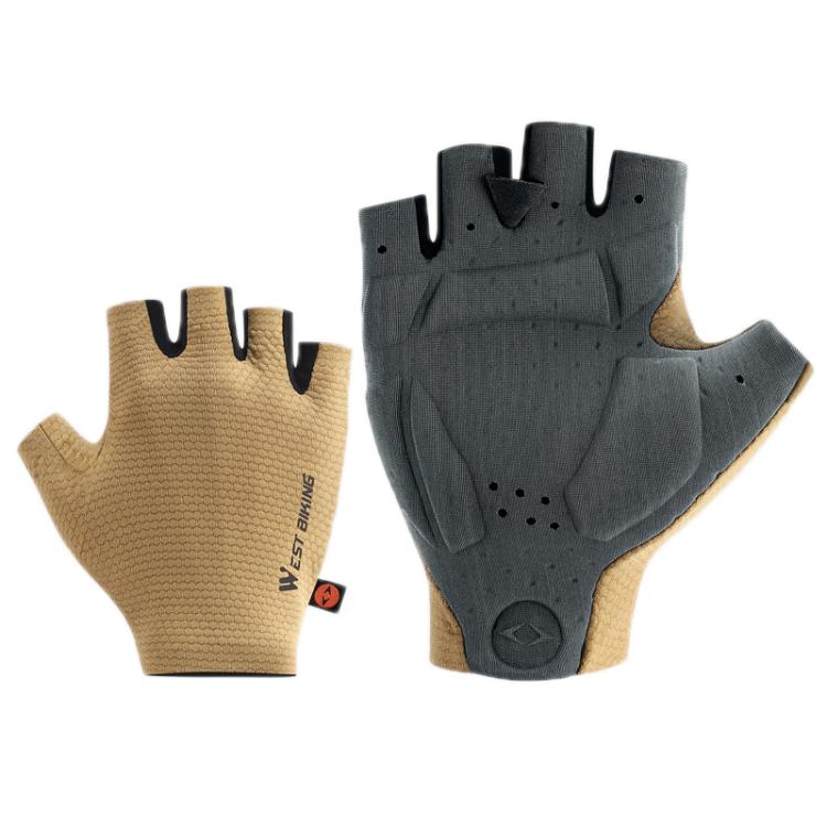 WEST BIKING Cushioned Breathable Non-slip Cycling Training Gloves, Size: XL(Gray Brown)