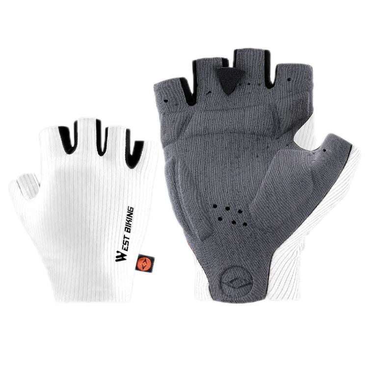 WEST BIKING Cushioned Breathable Non-slip Cycling Training Gloves, Size: XXL(White)