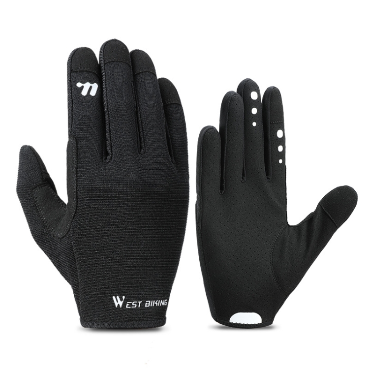 WEST BIKING Cycling Anti-slip Breathable Touch Screen Gloves, Size: L(Black)