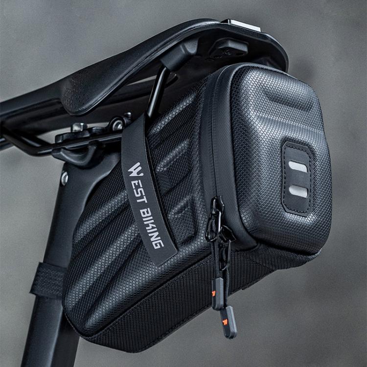 WEST BIKING Hard Shell Bike Saddle Bag Cycling Seat Pack with Reflective Strips & Tail Light Mount(Black)