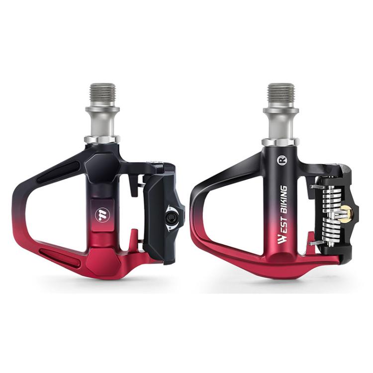 WEST BIKING Lightweight SPD-Compatible Road Bike Clipless Pedals - with Cleats and High-Efficiency Bearings Black Red Steel