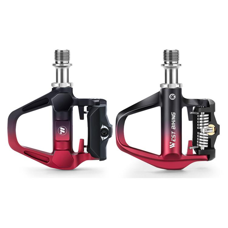WEST BIKING Lightweight SPD-Compatible Road Bike Clipless Pedals - with Cleats and High-Efficiency Bearings Black Red Titanium