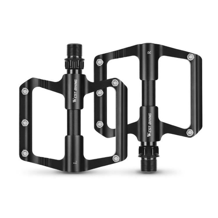 WEST BIKING Road Bike Aluminum Triple-Pierced Pedals(Black)