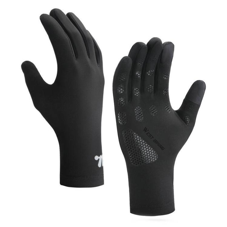 WEST BIKING Touchscreen Winter Bicycle Gloves Fleece-Lined Full Finger Thermal Gloves for Road Biking(Black)