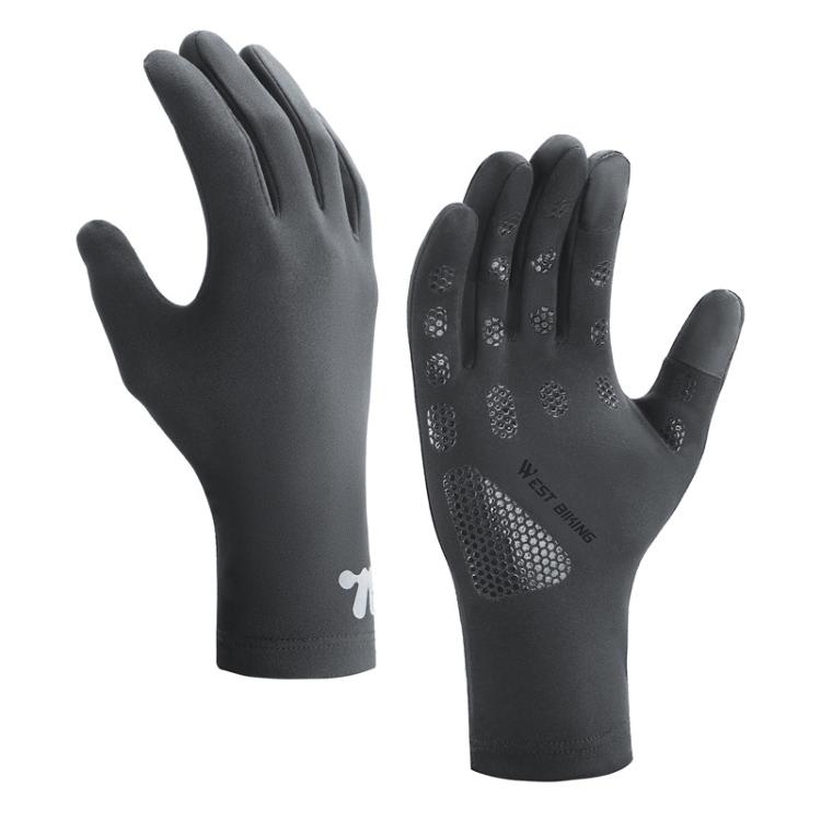 WEST BIKING Touchscreen Winter Bicycle Gloves Fleece-Lined Full Finger Thermal Gloves for Road Biking(Gray)