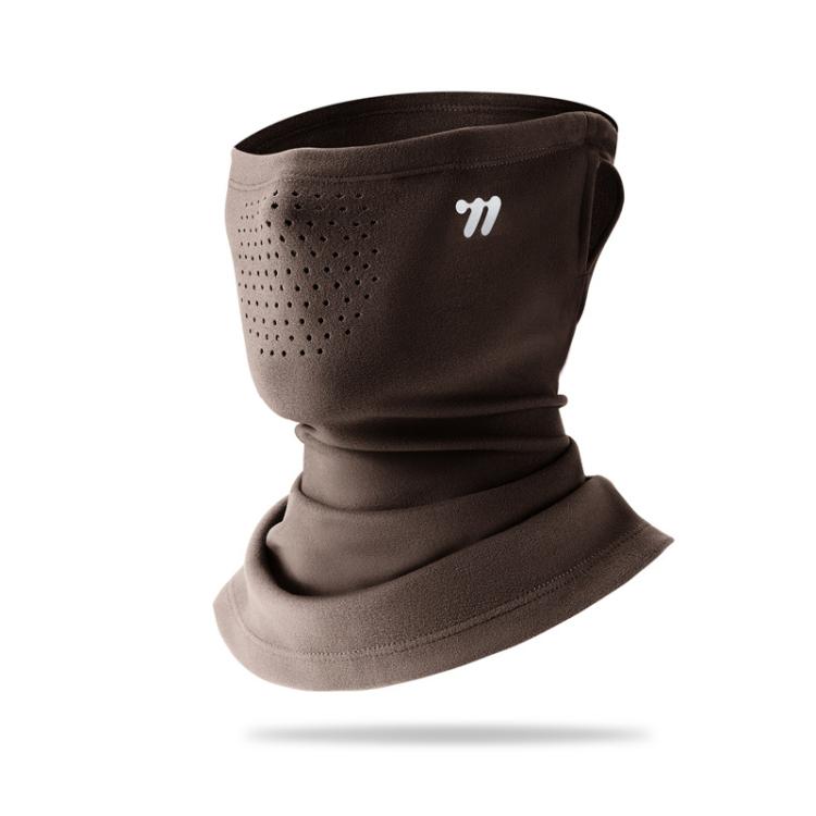 WEST BIKING Winter Ear-Loop Face Mask Double Layer Fleece Windproof Neck Gaiter for Cycling, Size: Free Size(Brown)