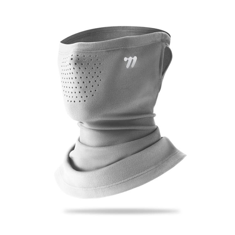 WEST BIKING Winter Ear-Loop Face Mask Double Layer Fleece Windproof Neck Gaiter for Cycling, Size: Free Size(Light Gray)