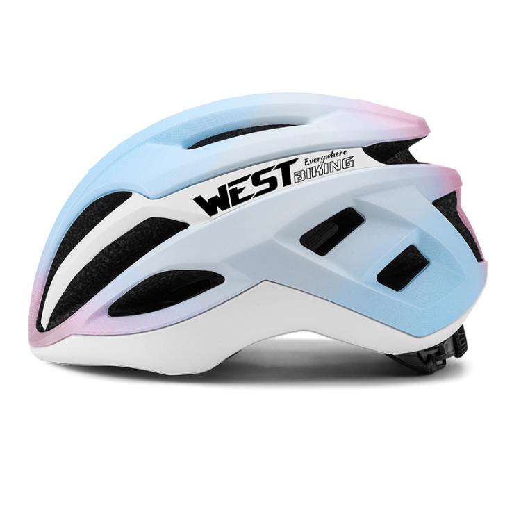 WEST BIKING Youth Bike Helmet for Road & Mountain Cycling with Anion Liner, Magnetic Buckle, Size: 48-52cm(Pink Blue)