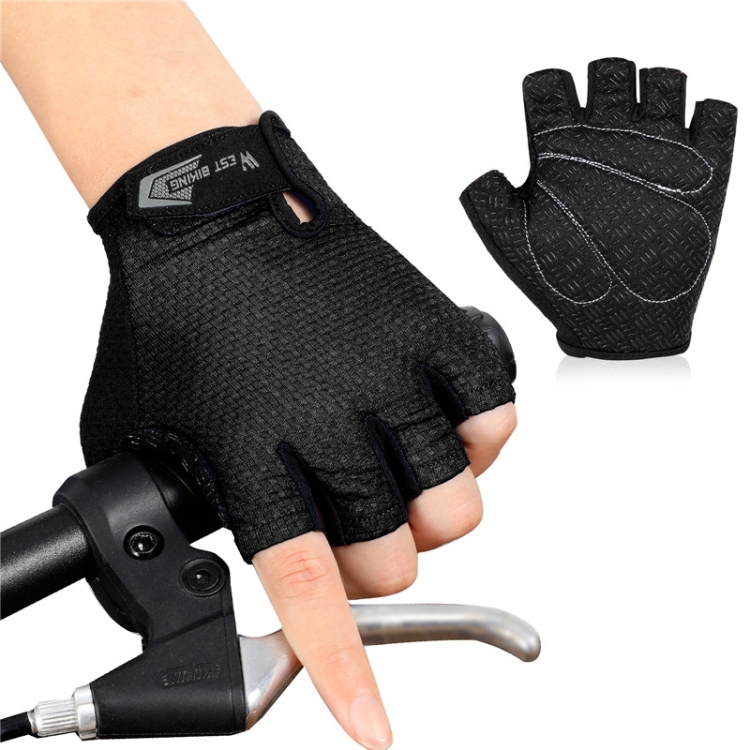 WEST BIKING YP0211218 Cycling Breathable Short Gloves Non-Slip Half Finger Gloves, Size: 2XL(Black)
