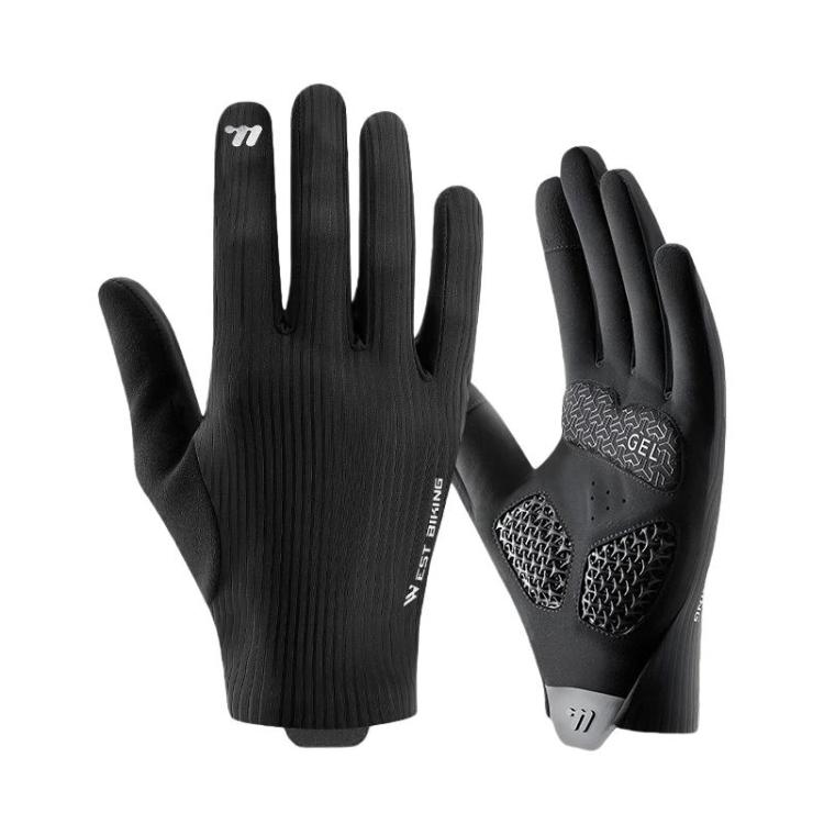 WEST BIKING YP0211278 3D Printed Cycling Anti-Slip Gloves Shock-Absorbing Full Finger Bike Gloves, Size: M