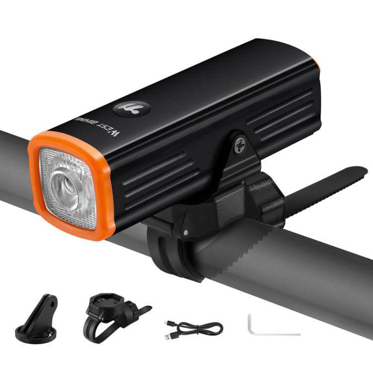 WEST BIKING YP0701473 Bicycle Night Riding High-Brightness Aluminum Alloy Headlight Mountain Road Bike Cycling Flashlight(Black Orange)