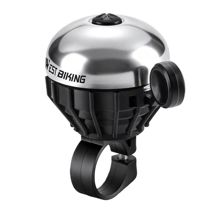 WEST BIKING YP0706061 Bike Thumb Bell Aluminum Alloy Loud & Compact Bicycle Bell(Silver)