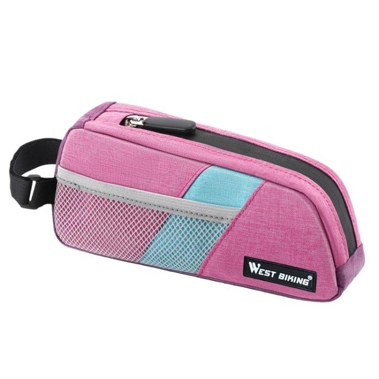 WEST BIKING YP0707429 Portable Large-Capacity Bike Top Tube Bag Road Bike Cycling Gear(Pink Purple)
