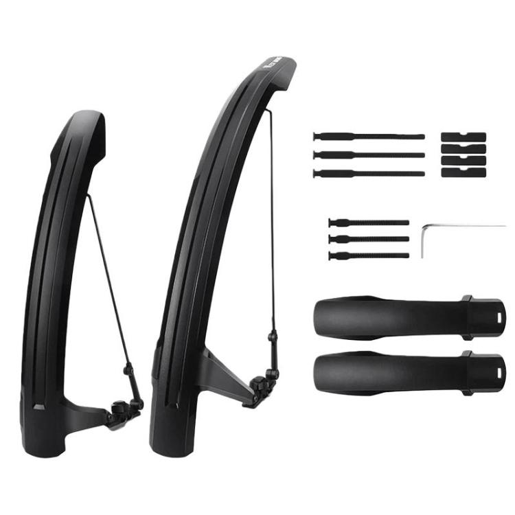 WEST BIKING YP0714046 Bike Front & Rear Extended Fenders Waterproof Mudguards Cycling Accessories(Black)