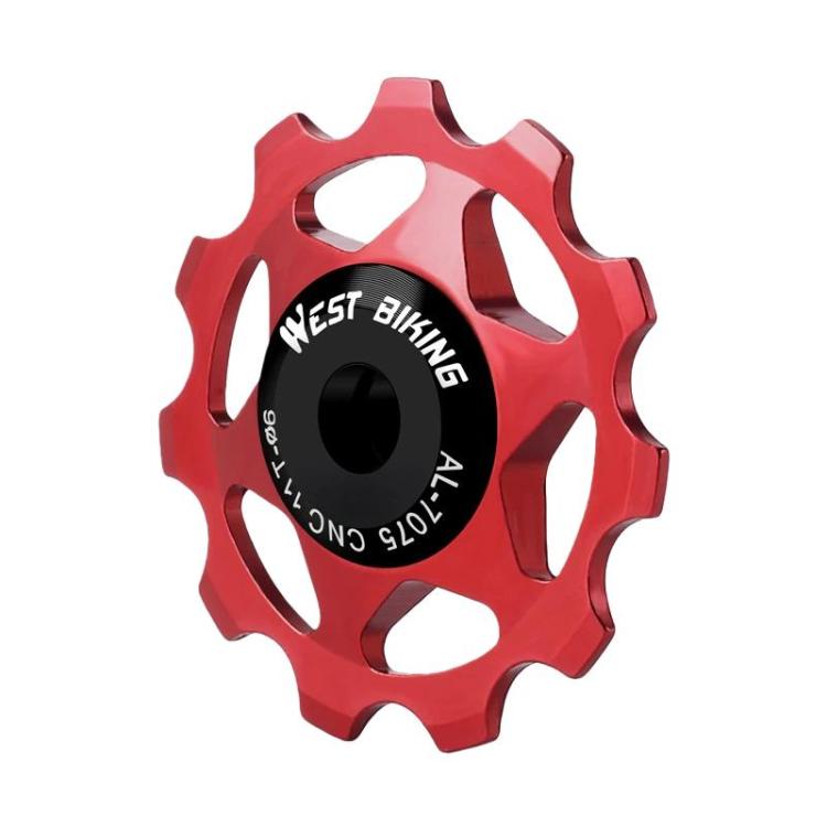 WEST BIKING YP0719490 Bike Jockey Wheel With Metal Bearings Road Bike Rear Derailleur Jockey Wheel, Spec: 11T Red