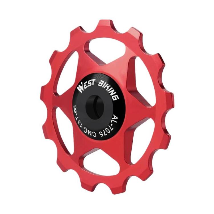 WEST BIKING YP0719490 Bike Jockey Wheel With Metal Bearings Road Bike Rear Derailleur Jockey Wheel, Spec: 13T Red