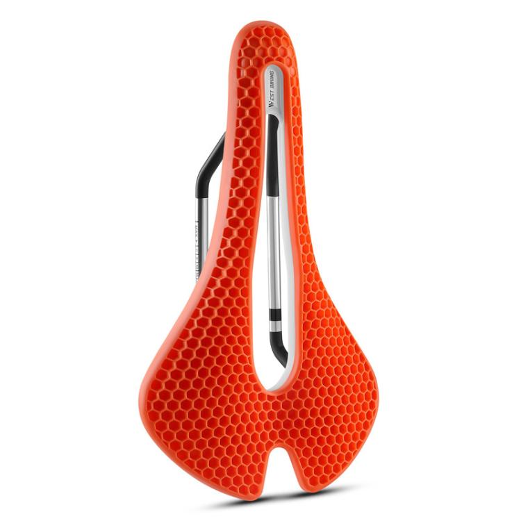 WEST BIKING YP0801258 Bicycle Honeycomb Shock Absorbing Ventilated Comfort Saddle For Road Bike Riding Equipment(Orange)