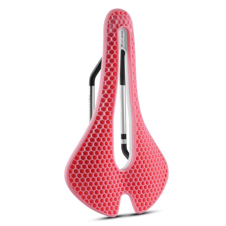 WEST BIKING YP0801258 Bicycle Honeycomb Shock Absorbing Ventilated Comfort Saddle For Road Bike Riding Equipment(Pink)