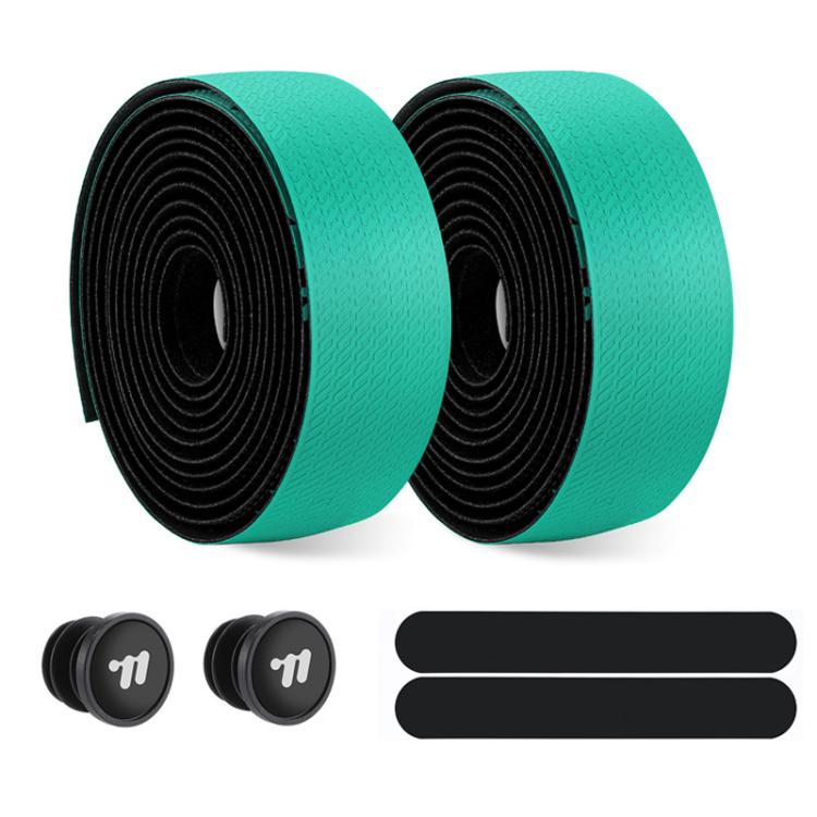WEST BIKING YP0804093 1pair Bicycle Gradient Wear-Resistant Handlebar Tape Anti-Slip Shock-Absorbing Road Bike Handle Wrap(Black Green)