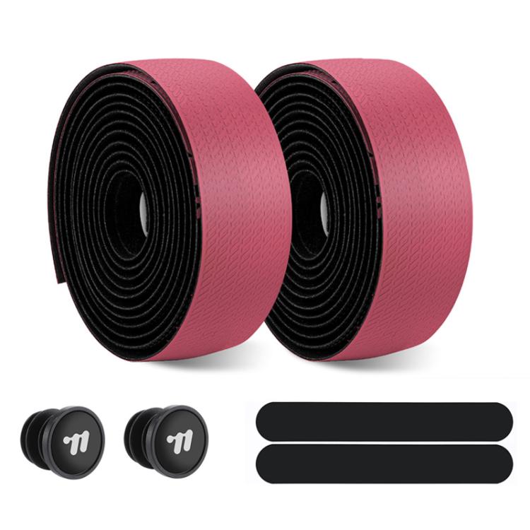WEST BIKING YP0804093 1pair Bicycle Gradient Wear-Resistant Handlebar Tape Anti-Slip Shock-Absorbing Road Bike Handle Wrap(Black Pink)