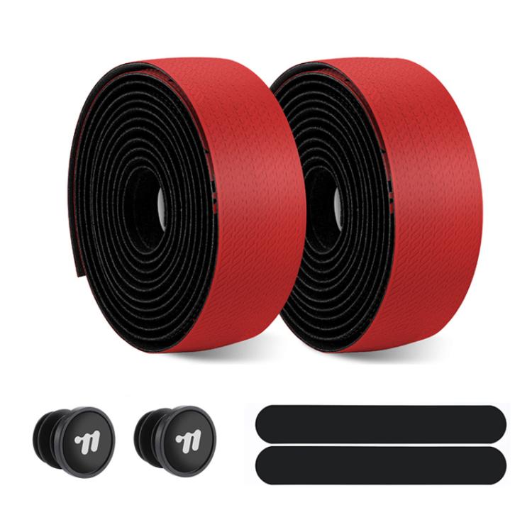 WEST BIKING YP0804093 1pair Bicycle Gradient Wear-Resistant Handlebar Tape Anti-Slip Shock-Absorbing Road Bike Handle Wrap(Black Red)