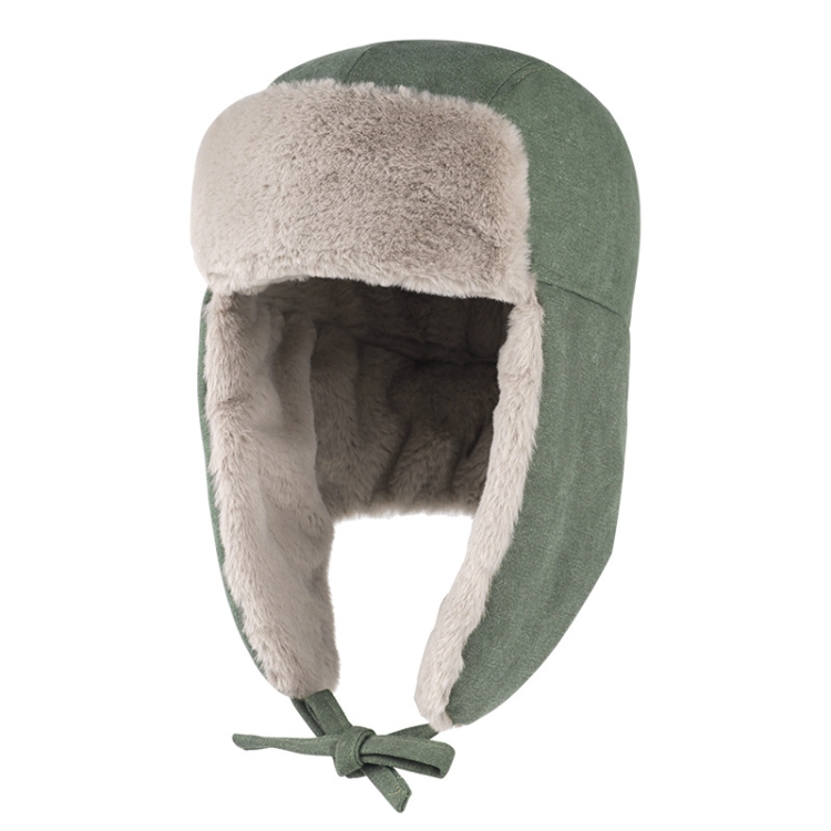 Windproof Padded Thickened Snow Hat Cold Protective Ear Hat, Size: One Size(Army Green)