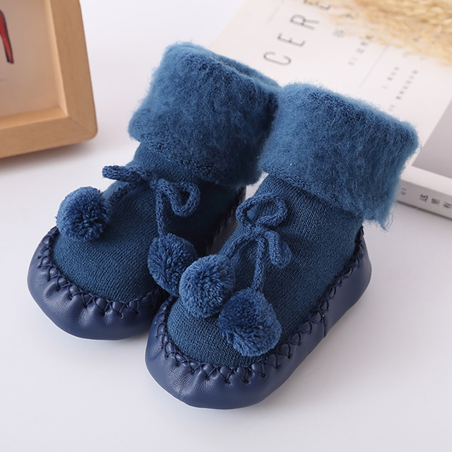Winter Baby Warmer Floor Shoes Anti-Slip Baby Step Shoes, Size:11cm(Blue)
