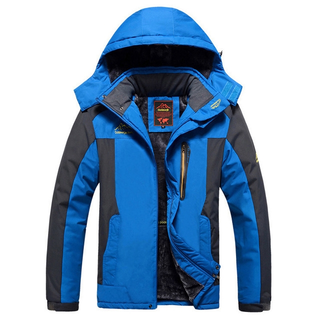 Winter Fleece Military Jackets Men Windproof Waterproof Outwear Parka Windbreaker Warm Coat, Size:XXXXL(Blue)