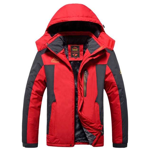 Winter Fleece Military Jackets Men Windproof Waterproof Outwear Parka Windbreaker Warm Coat, Size:XXXXL(Red)