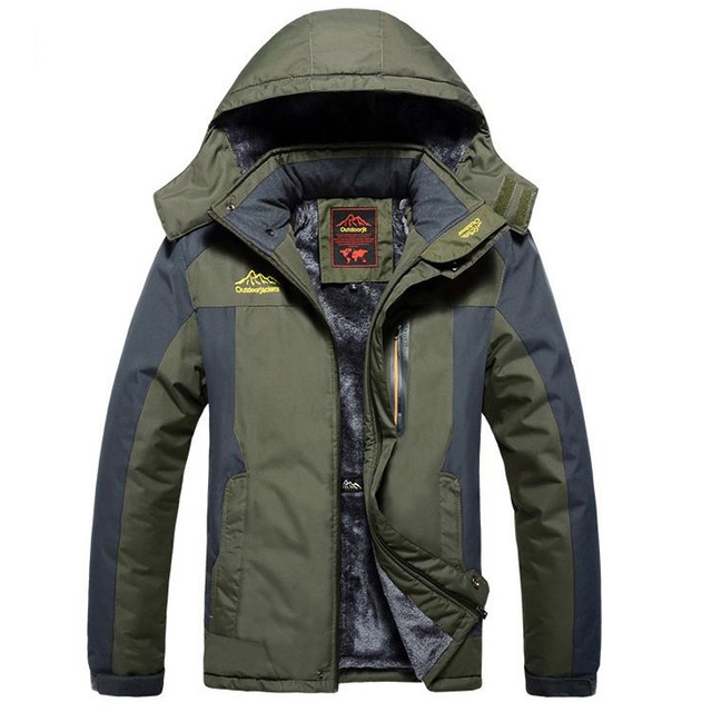 Winter Fleece Military Jackets Men Windproof Waterproof Outwear Parka Windbreaker Warm Coat, Size:XXXXXL(Army Green)