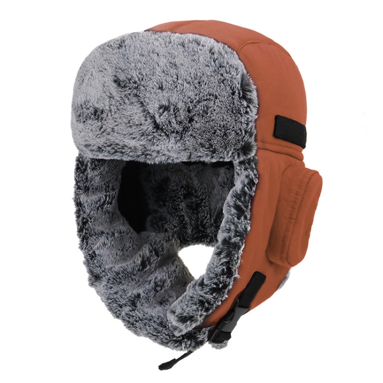 Winter Keep Warm Hat Outdoor Anti-Chilled Waterproof And Velvet Thickened Ski Hat, Size: L 58-60cm(Red Brown)